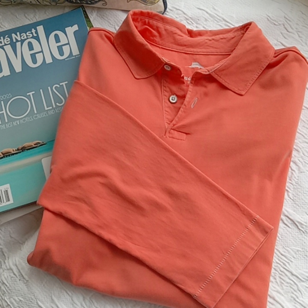 🦞Tommy Bahama Luxuriously Light Soft Pima Cotton -Salmon Pink Peach Mens L